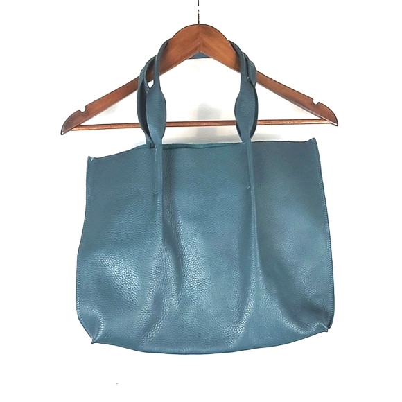 Eileen Fisher Teal Pebbled Leather Tote - Picture 2 of 11